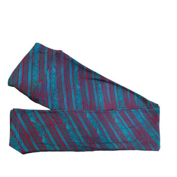 0691 LulaRoe Kids Leggings Lg/Xl Hunter Green and Red Diagonal Stripes New - Picture 1 of 4